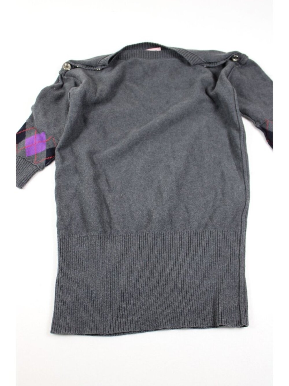Juicy Couture Grey Argyle Sweater Dress With Button Accents Size S